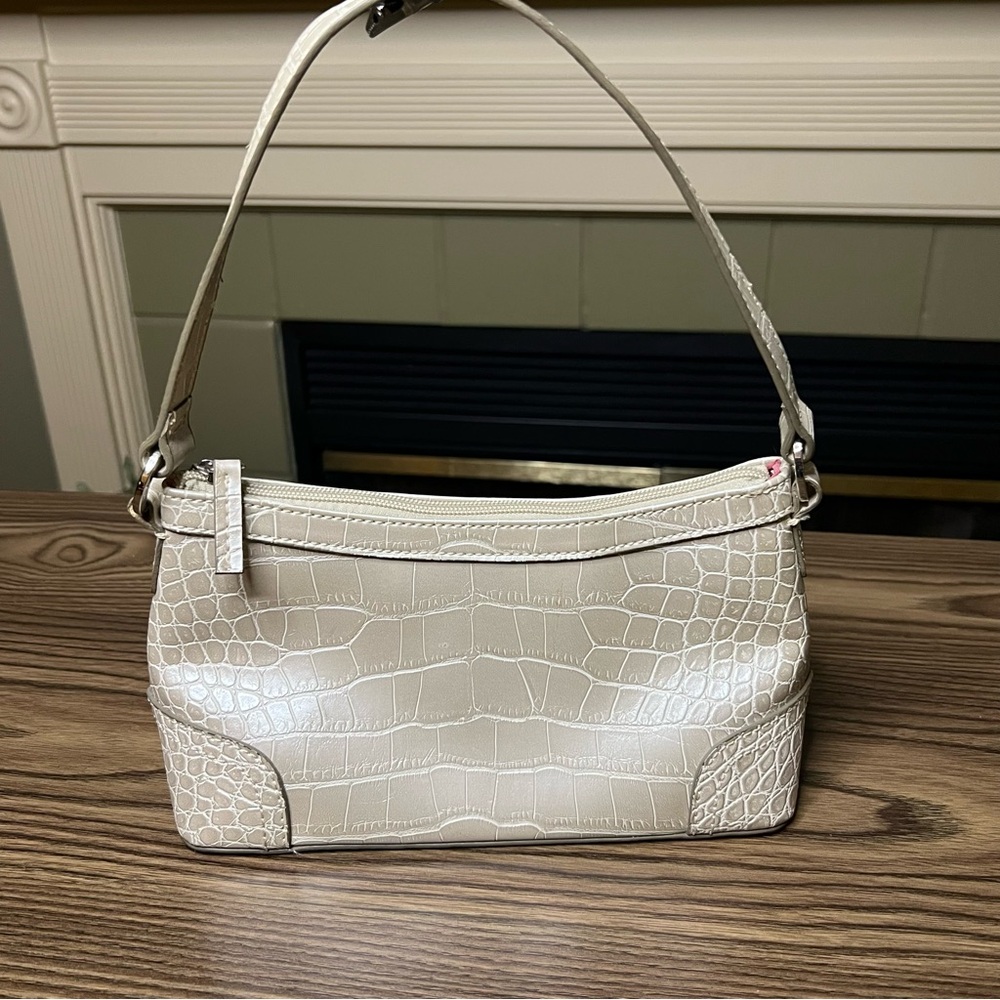 Tommy Croc-Embossed Beige Handbag